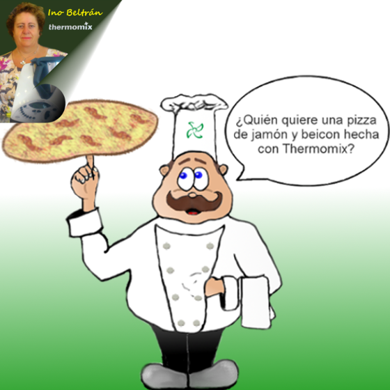 Receta: Pizza de jamón york y beicon