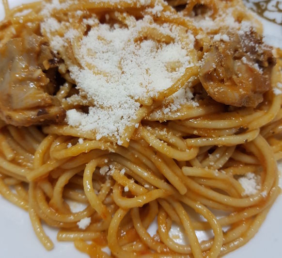 Espaguetis integrales con conejo en nuestro Thermomix®