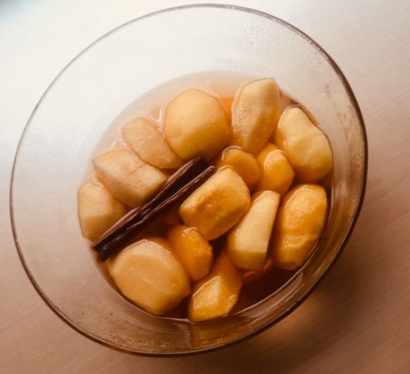 Manzanas en almíbar de moscatel