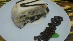 Tarta helada de mantecao y chocolate